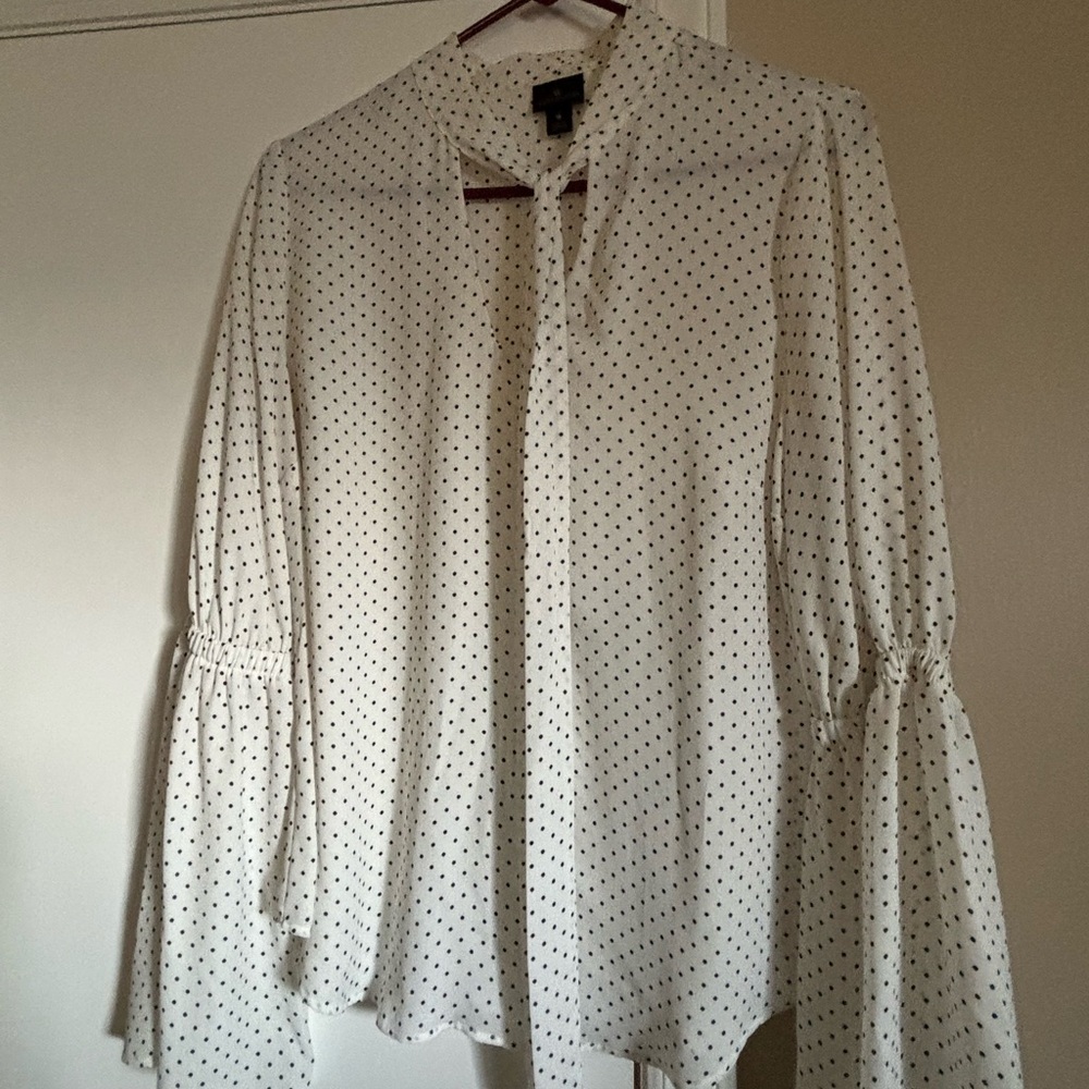 Worthington White Blouse with Black Dots